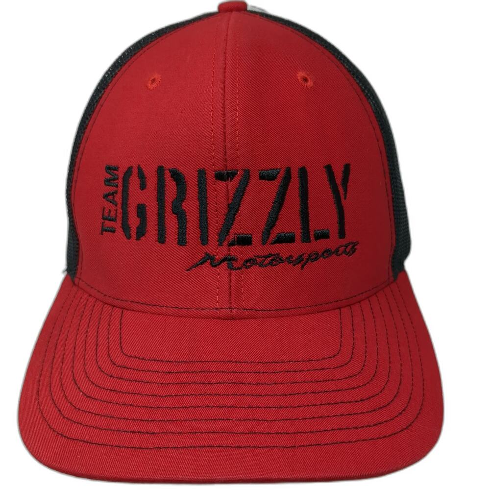 Richardson Trucker Hat Red One Size Team Grizzly Motorsports Mesh Back Style 112